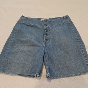 Reformation Mid-Rise Button-Front Denim Shorts - Blue